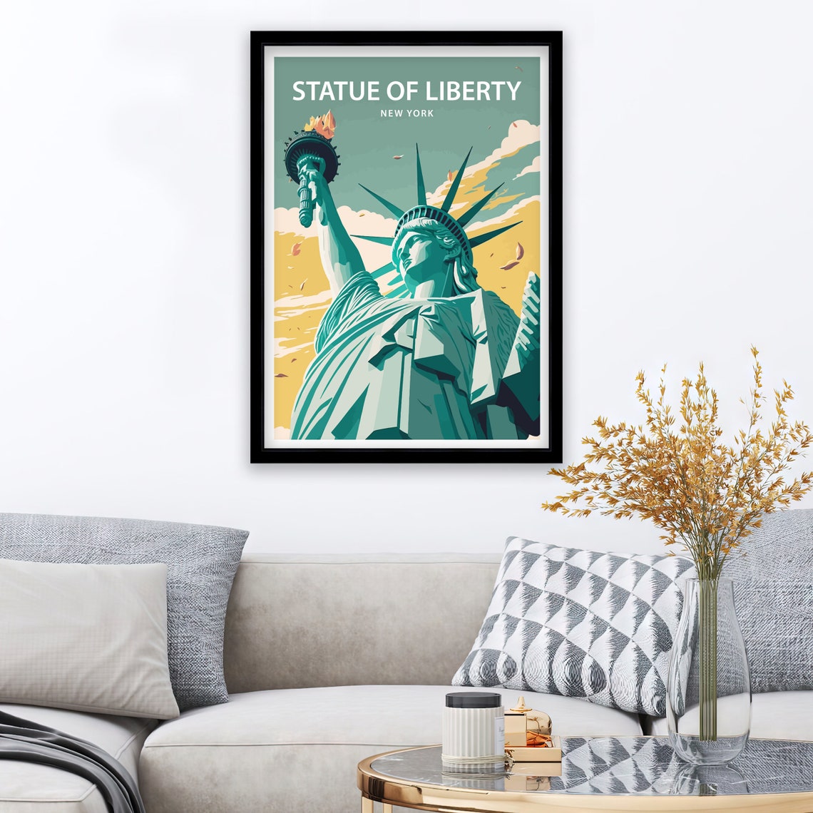 Statue of Liberty New York Close Up Torch Retro Travel Poster - Image 2