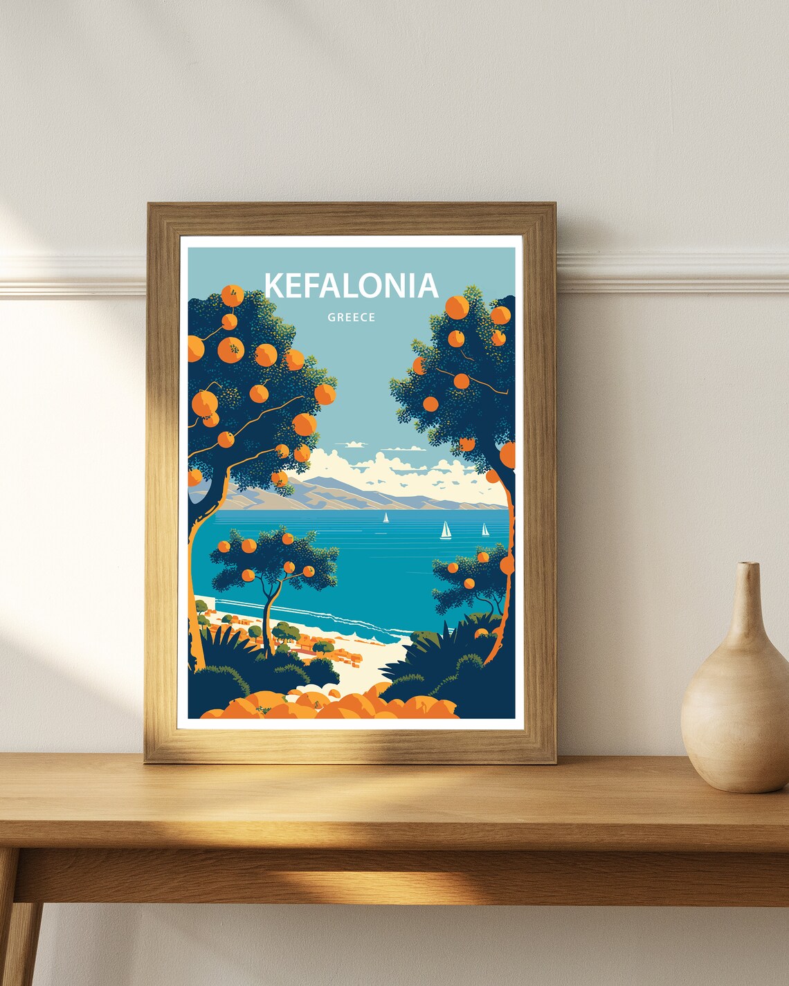 Kefalonia Travel Poster, Greece Beach Travel Art - Image 3