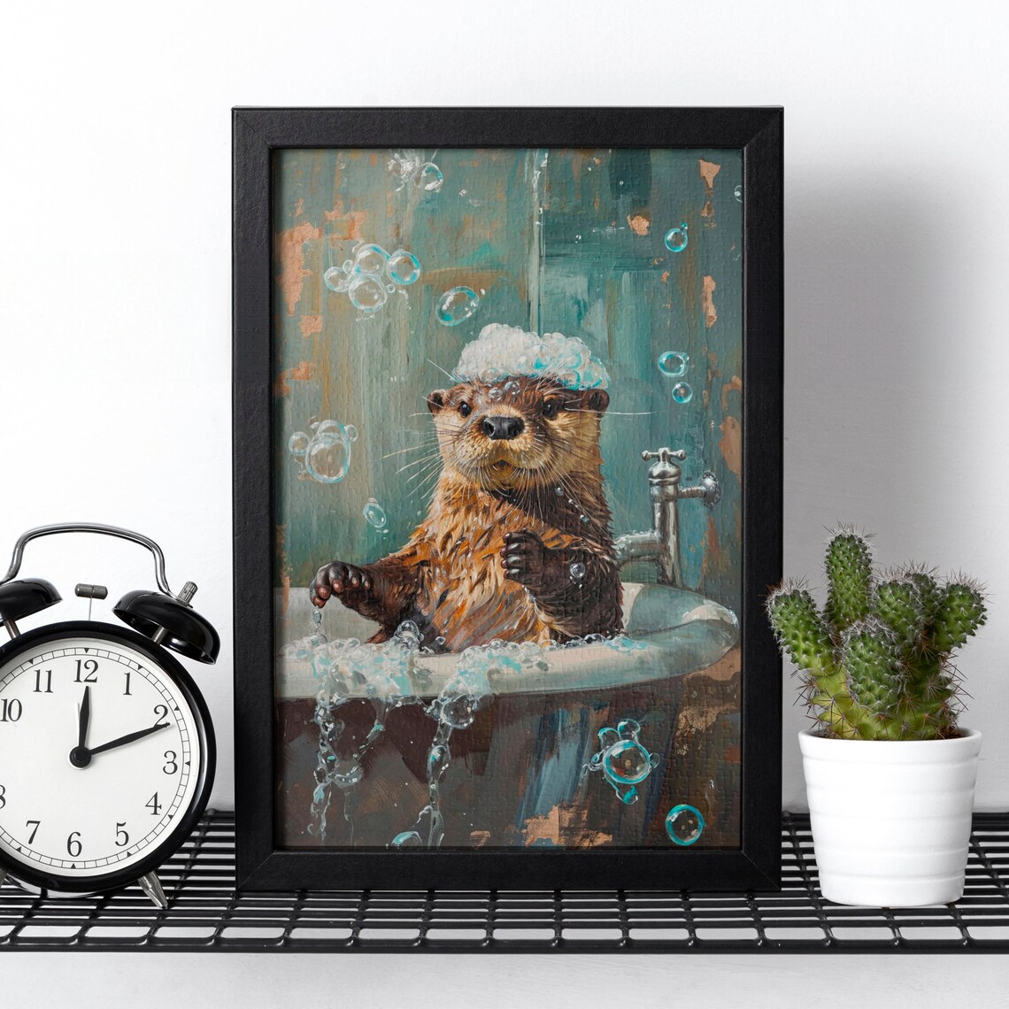 Bathtub Bubble Bath Otter, Funny Wall Art Print