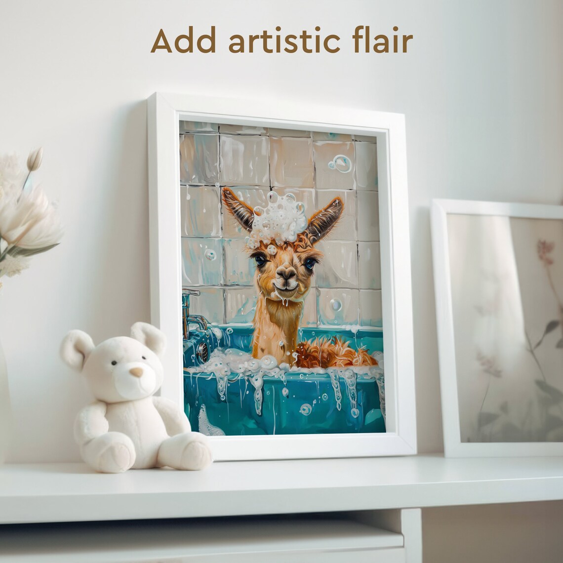 Vintage Llama Bubble Bath Bathroom Poster Print - Image 2