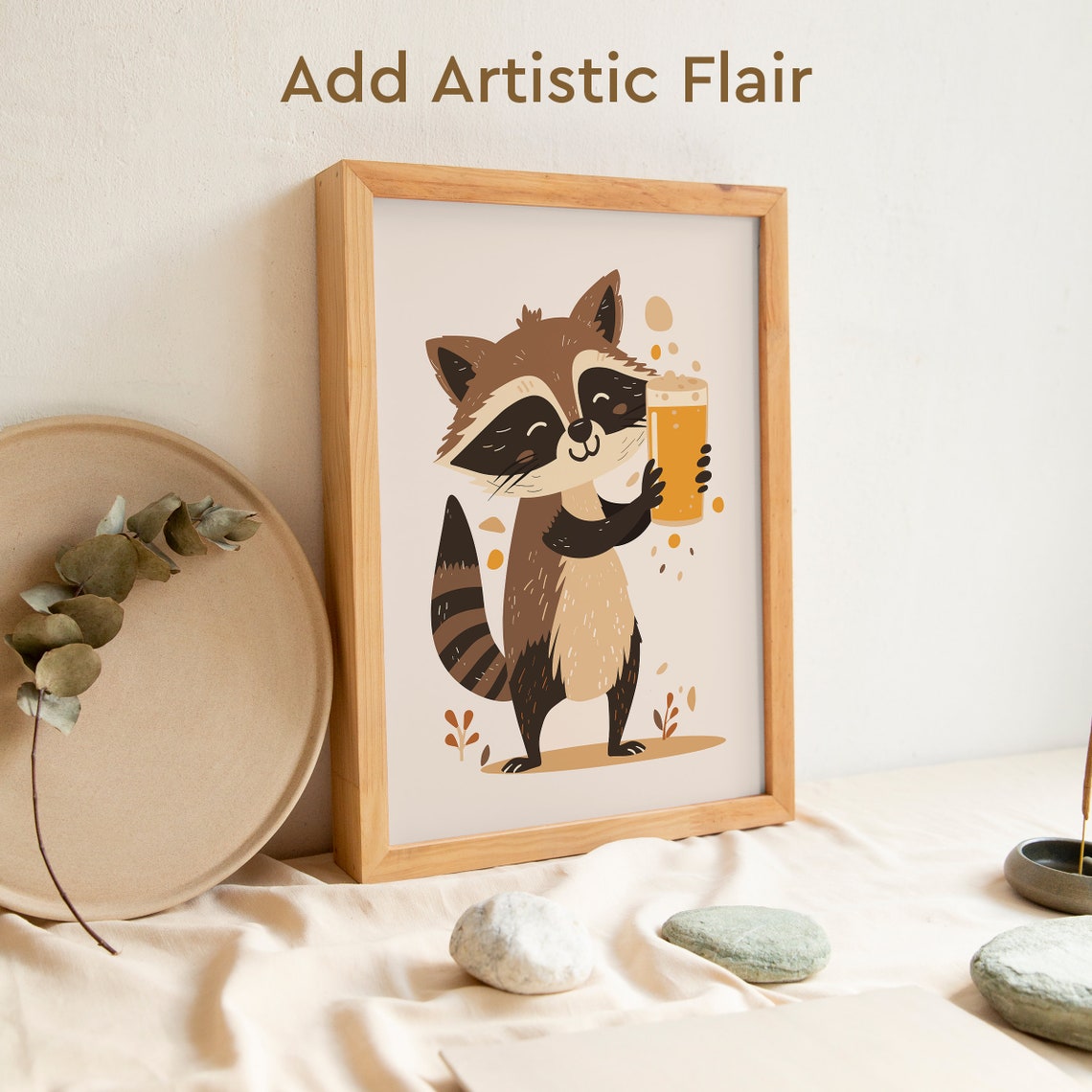 Happy Cartoon Raccoon Holding a Cold Beer Mug Cheerful Poster - Image 2