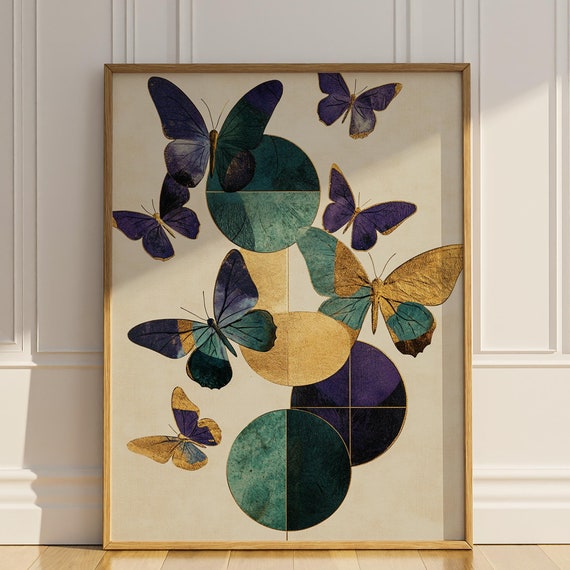 Butterfly Abstract Wall Art Butterflies Painting Artful Trendy Mid Century Wall Decor Modern Home Decor Gift