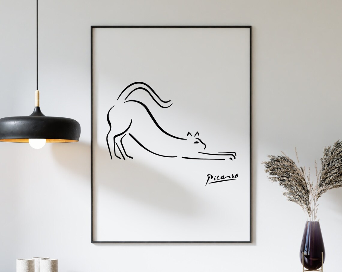 Picasso Line Art Cat Minimalist Art Print - Image 3