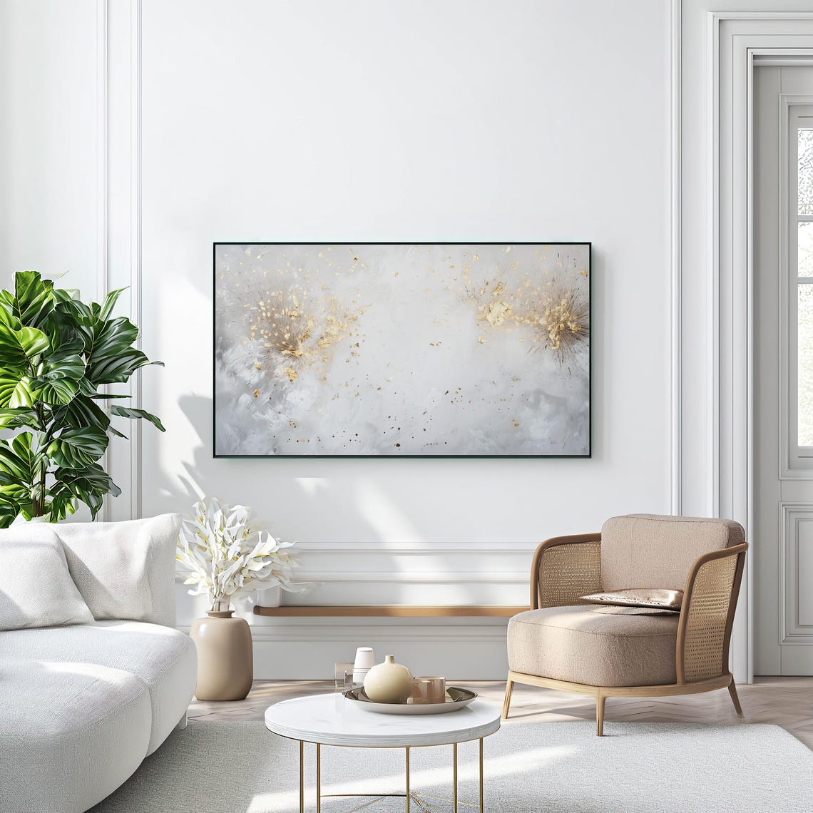 New Years Eve Fireworks Cream Gold Abstract Celebration Poster - Image 3