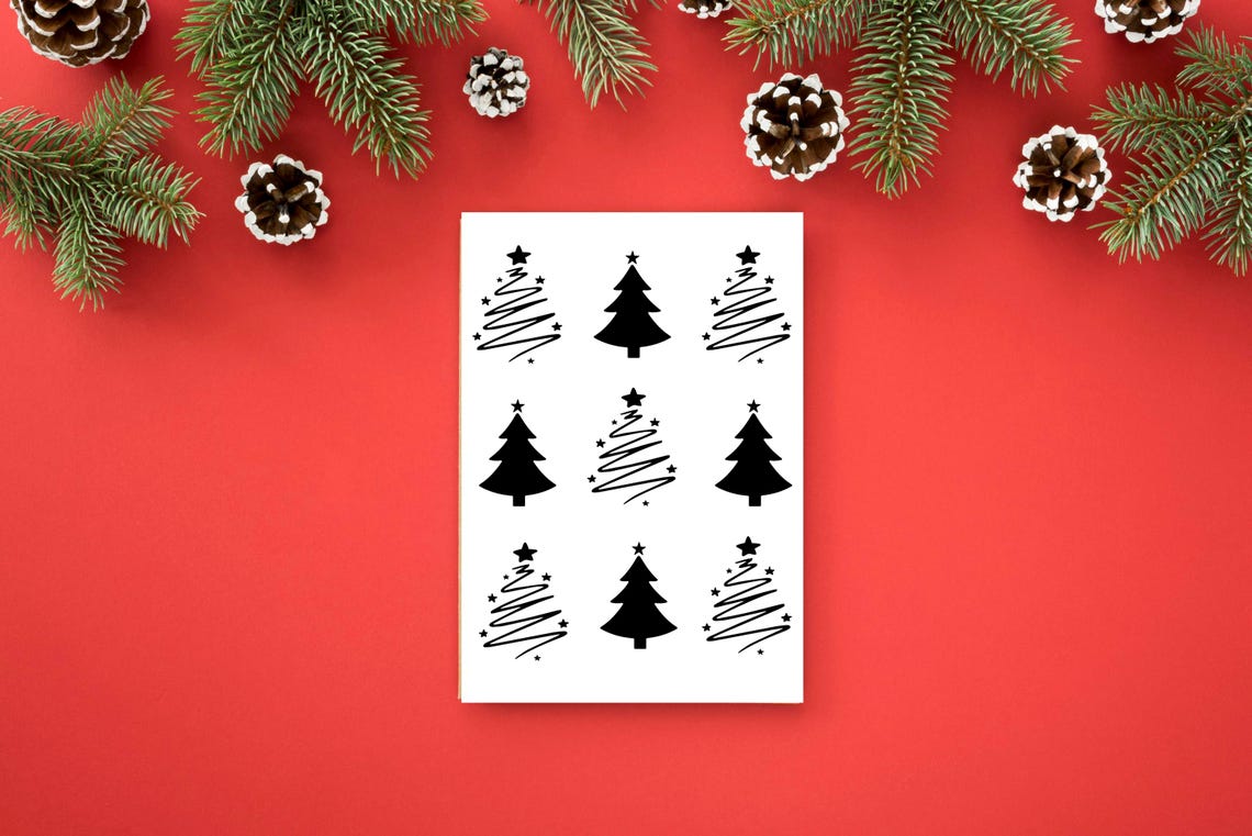 Black White Christmas Tree Grid Modern Minimalist Holiday Poster - Image 2