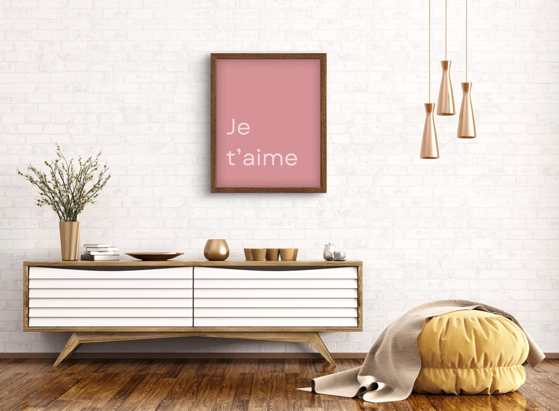 Je T'aime French Love Quote Minimalist Dusty Rose Typography Poster - Image 2