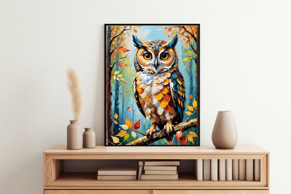 Autumn Owl Art Print, Fall Wall Art