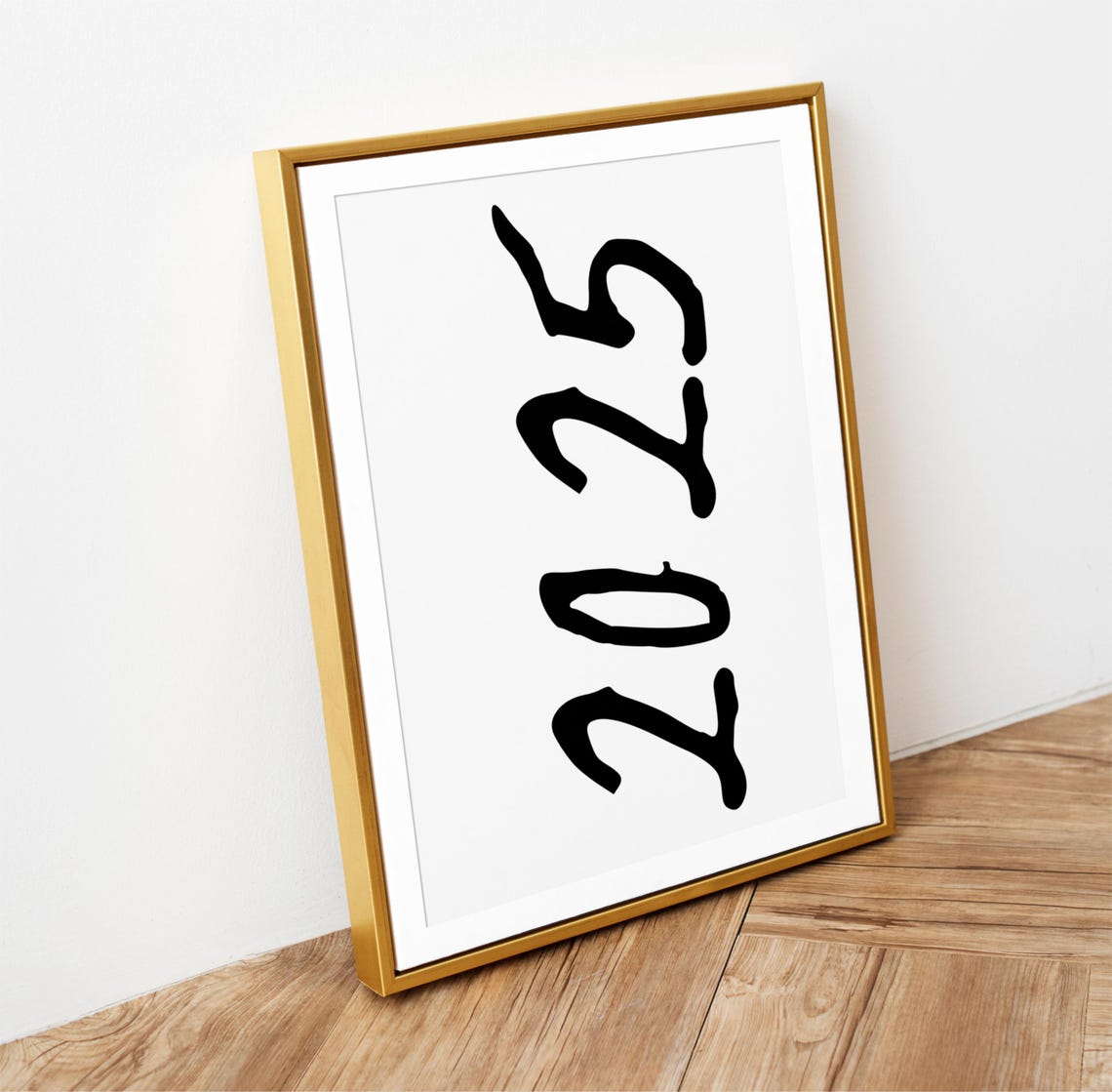 2025 Handwritten Script Number Modern Minimalist New Year Art Poster