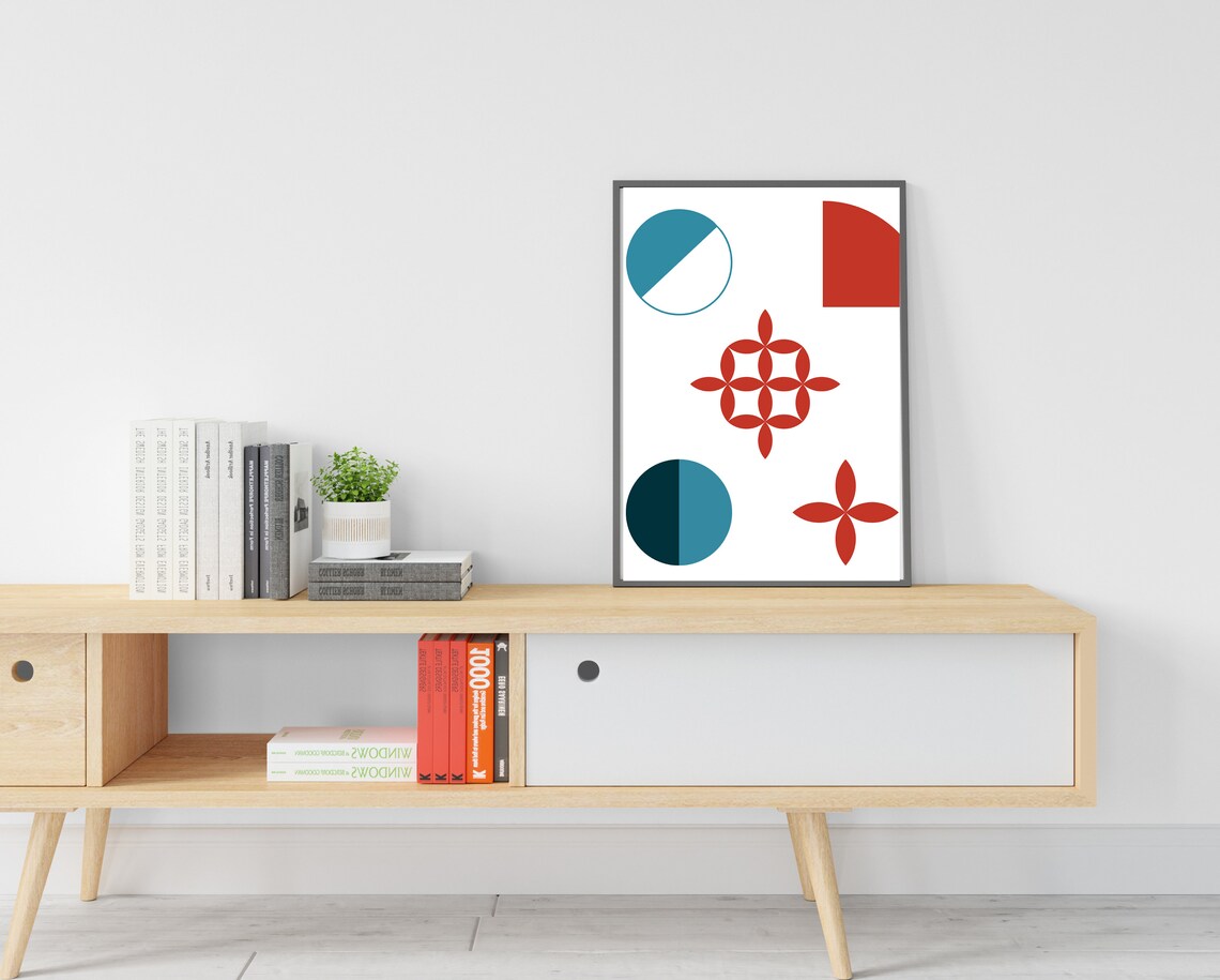 Midcentury Modern Geometric Shapes, Wall Art Print - Image 3