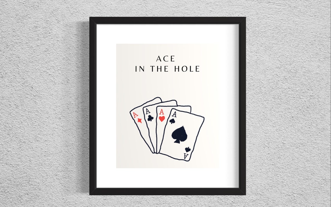 Ace In The Hole Four Aces Playing Cards Minimalist Wall Art Print