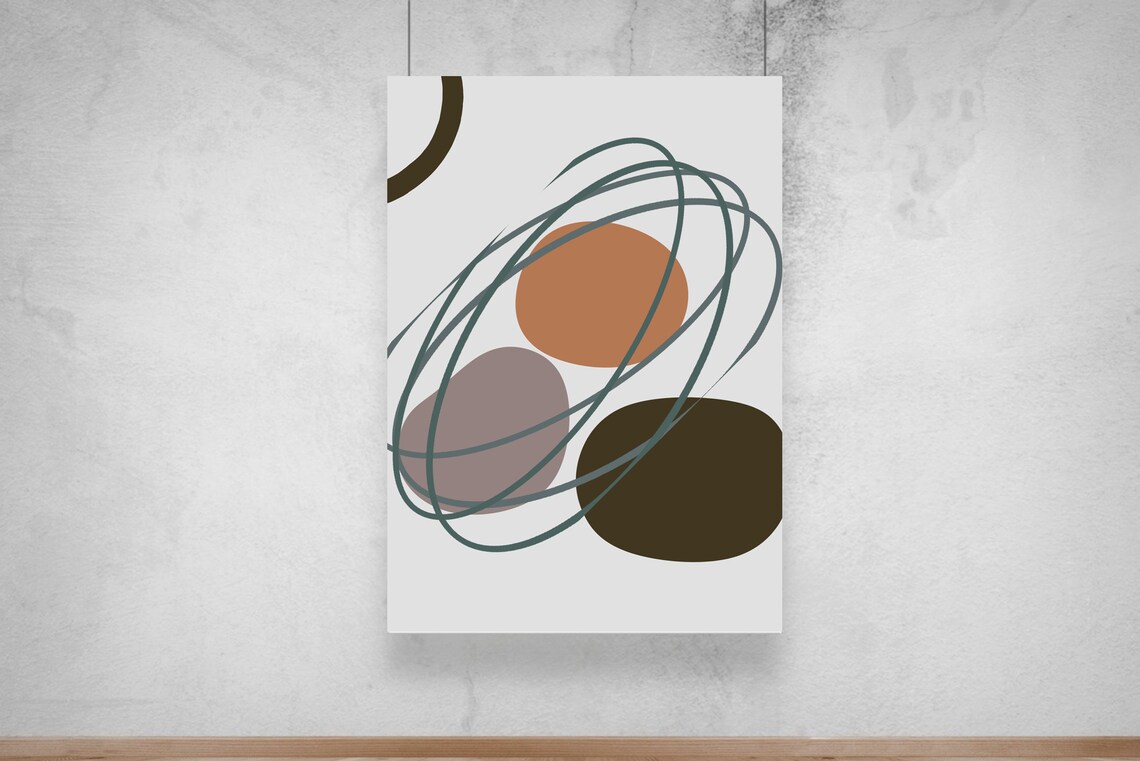 Boho Earth Tones Abstract Minimalist Geometric Art - Image 2