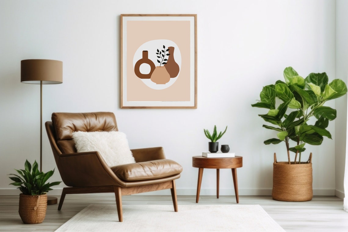 Boho Terracotta Clay Vases Abstract Botanical Earth Tones Poster - Image 2