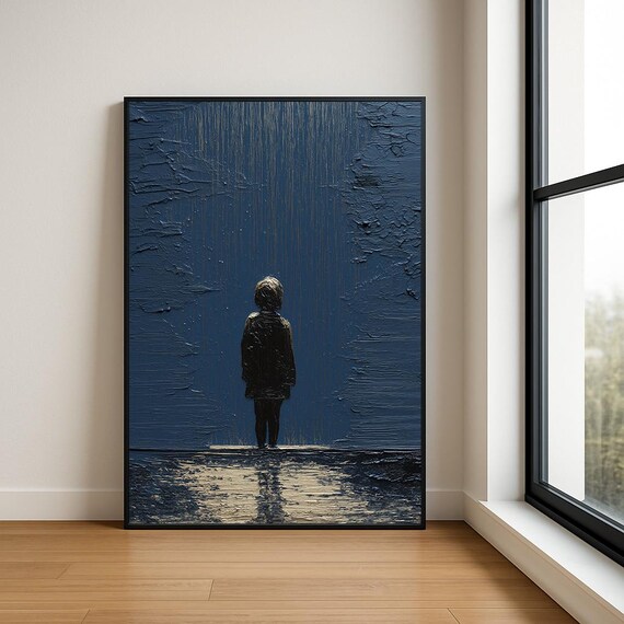 Boy In Doorway Abstract Oil Painting Moody Figurative Print
