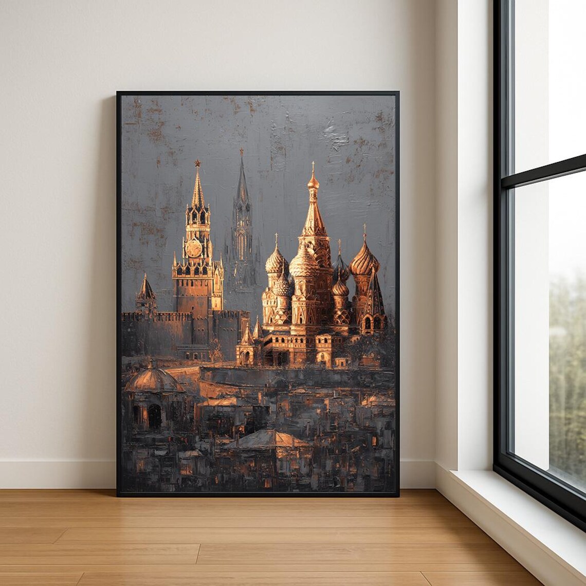 St Basil's Cathedral Moscow Gold Impasto Landmark Oil Painting Poster