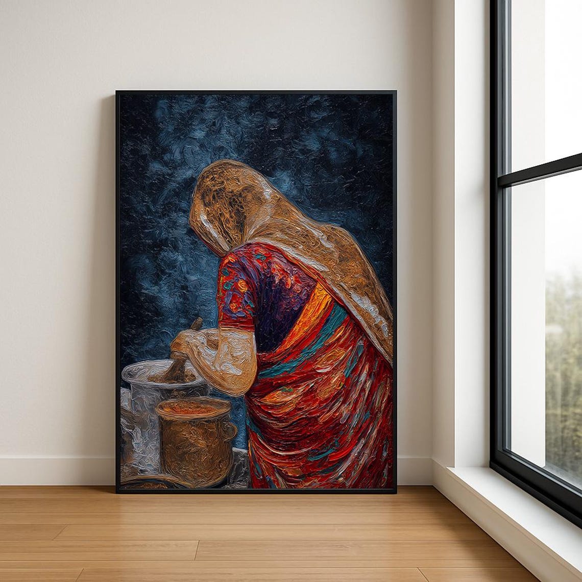High Resolution Working Woman Oil Painting