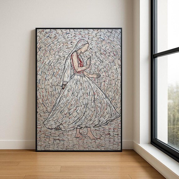 Elegant Dancing Lady Art Print Colorful Modern Dance Wall Decor