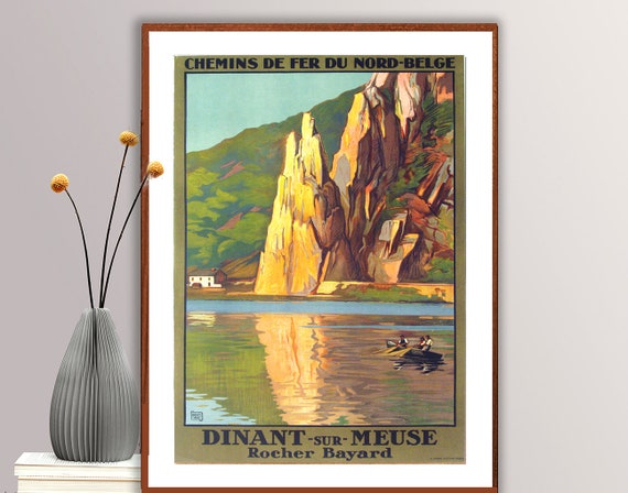 Dinant Sur Meuse Rocher Bayard Belgique Vintage Travel Posters Retro Travel Poster Gift Idea Wall Decor