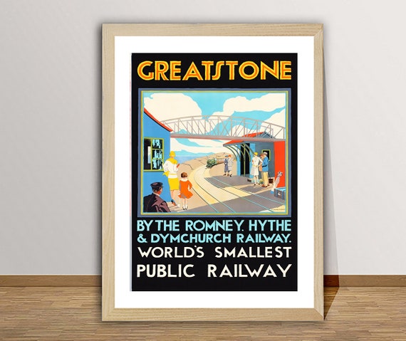 Greatstone World Smallest Public Railway England Vintage Travel Poster Transport Poster Gift Idea Wall Decor