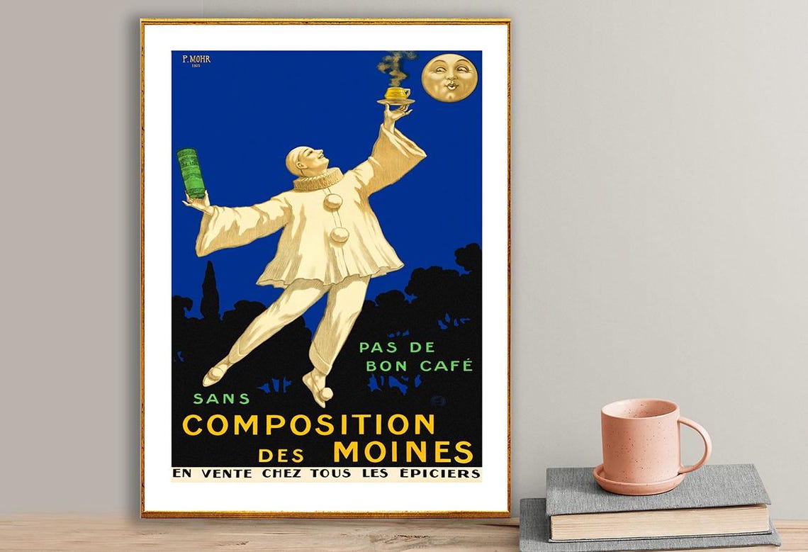 Pas De Bon Cafe Sans Composition Des Moines Vintage Fooddrink Poster Retro Coffee Poster Gift Idea Wall Decor
