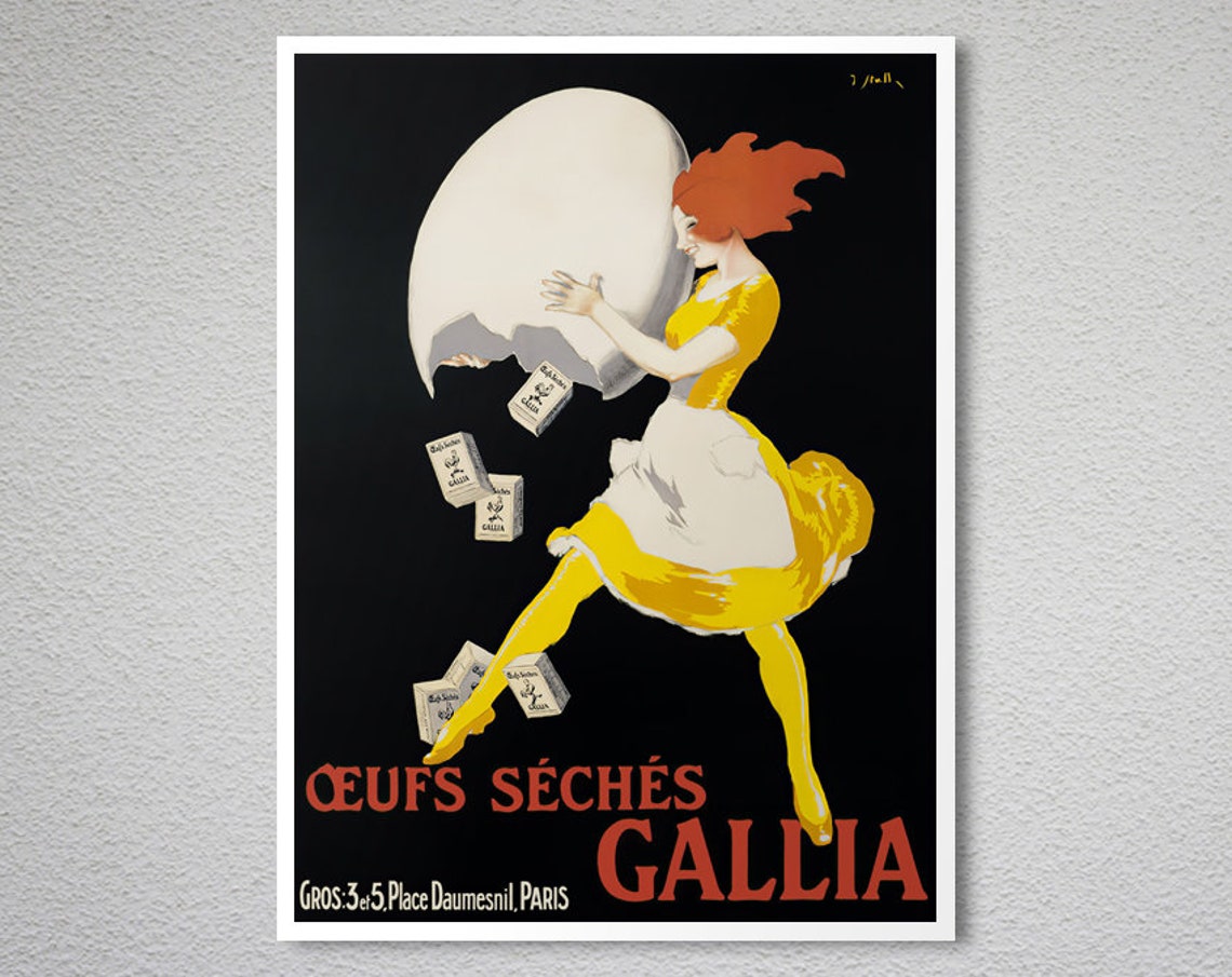 Oeufs Seches Gallia Giant Eggshell French Vintage Food Poster - Image 2