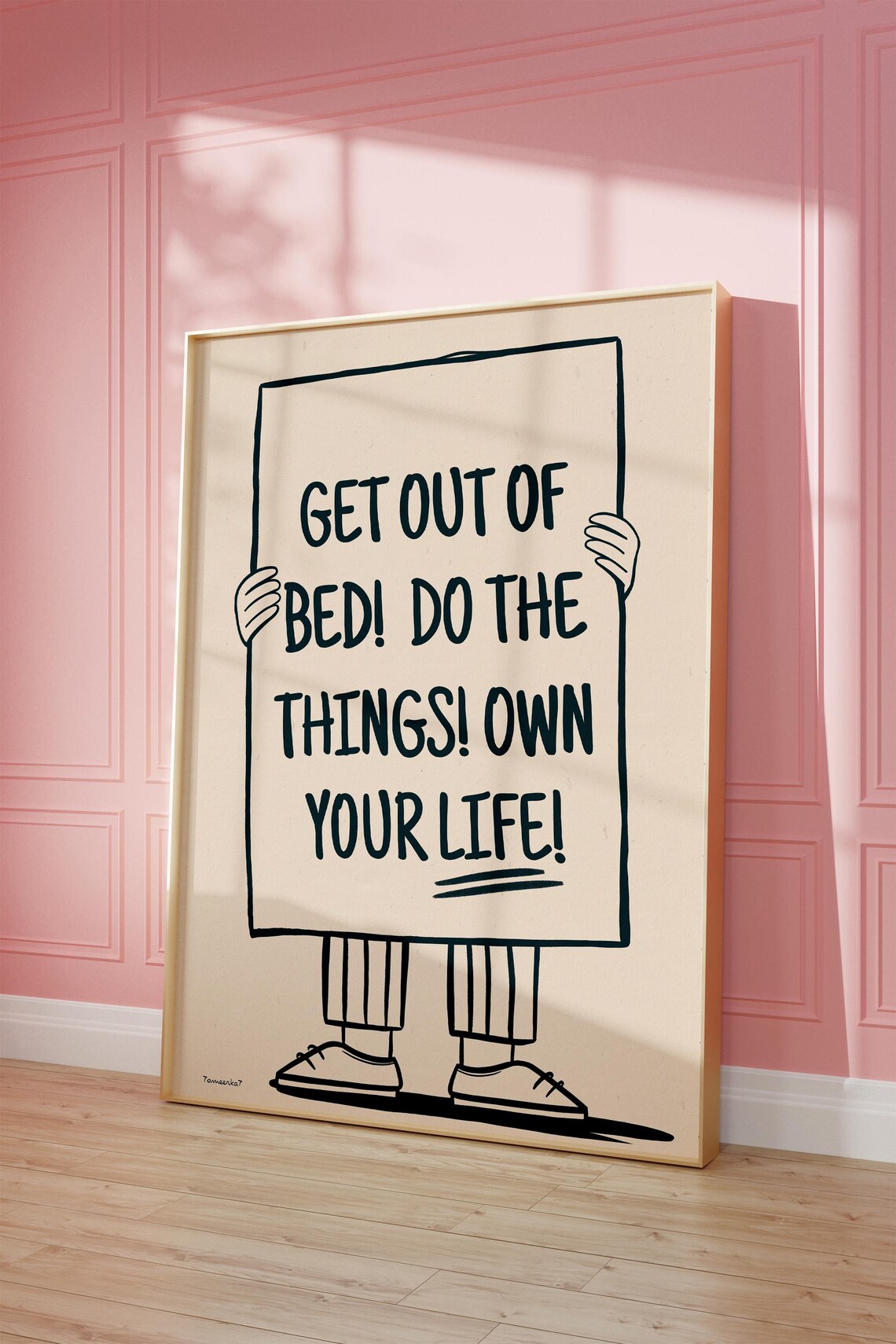 Get Out Of Bed Funny Bedroom Quote, Retro Poster