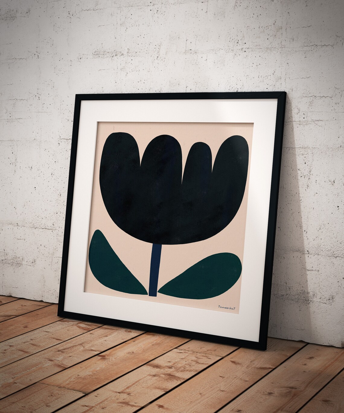 Black Tulip Print, Abstract Floral Wall Art - Image 2