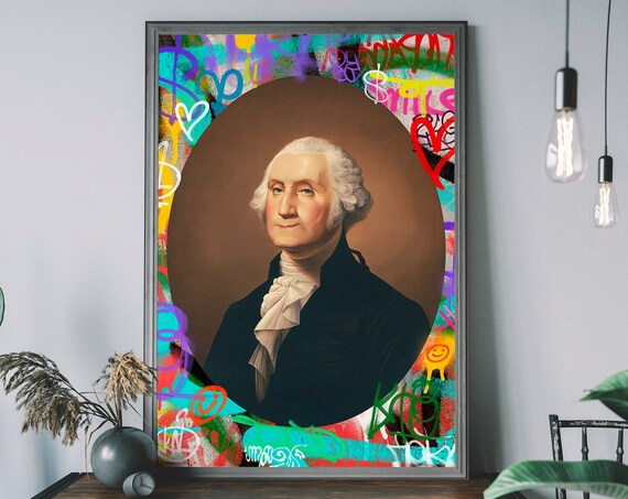 George Washington Portrait Street Graffiti Bold Urban Style Wall Poster