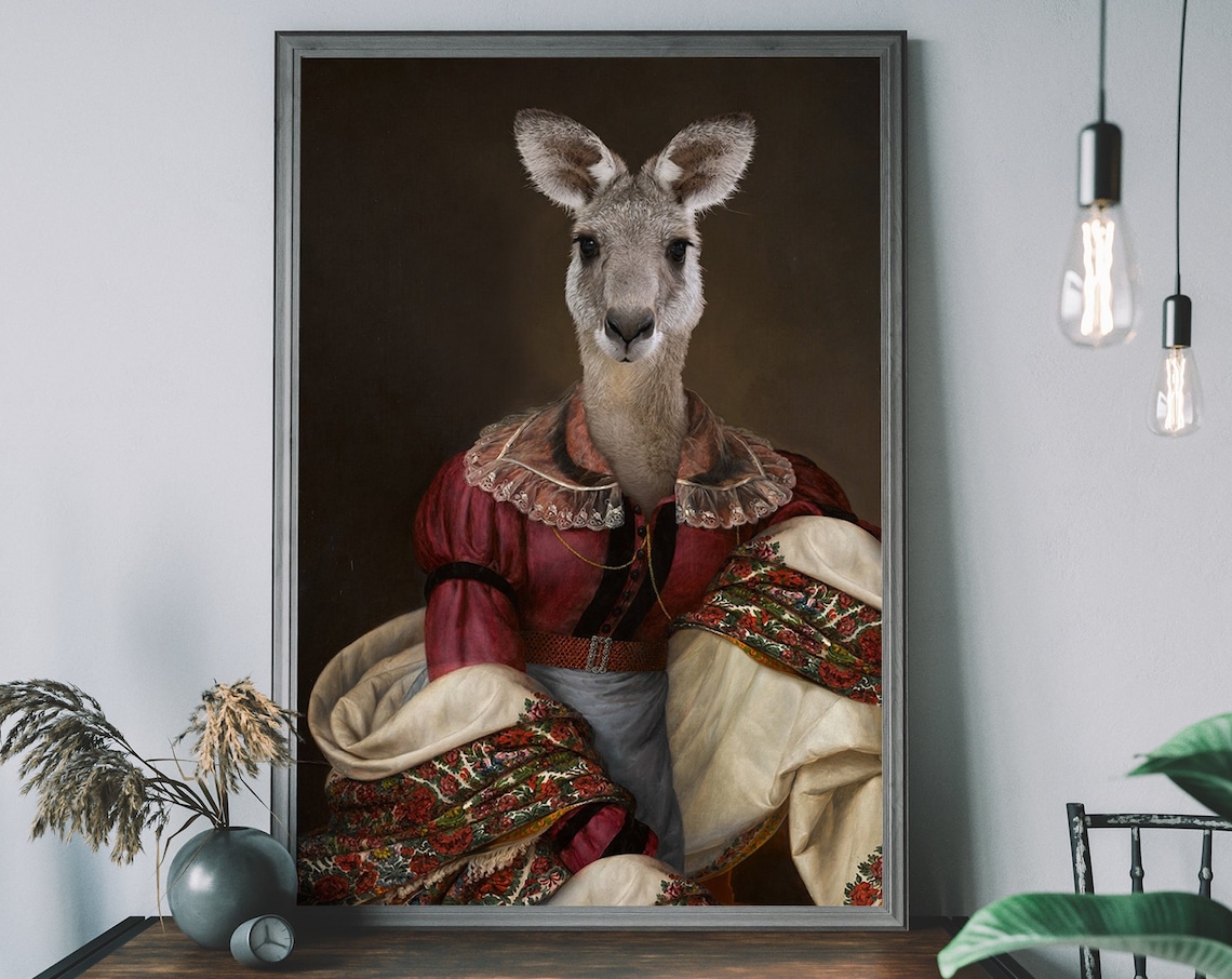 Renaissance Animal Kangaroo Portrait Art Print