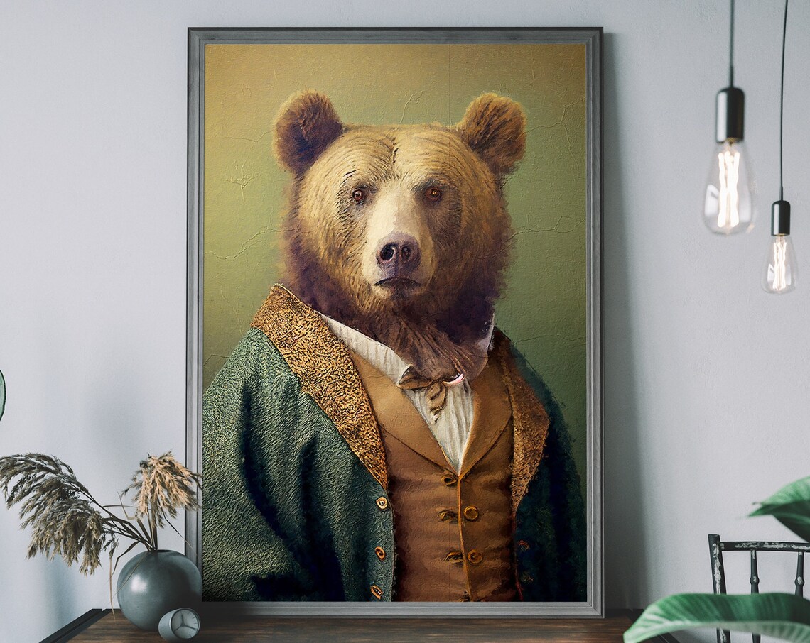Brown Bear Vintage Portrait Animal Art Print
