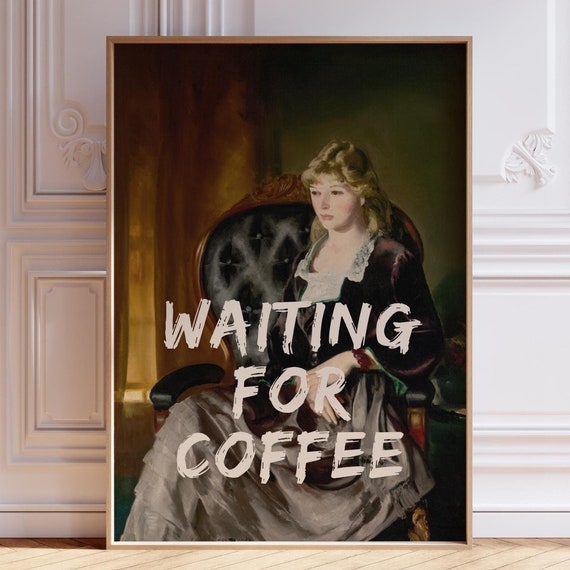 Waiting For Coffee Vintage Portrait Art Print