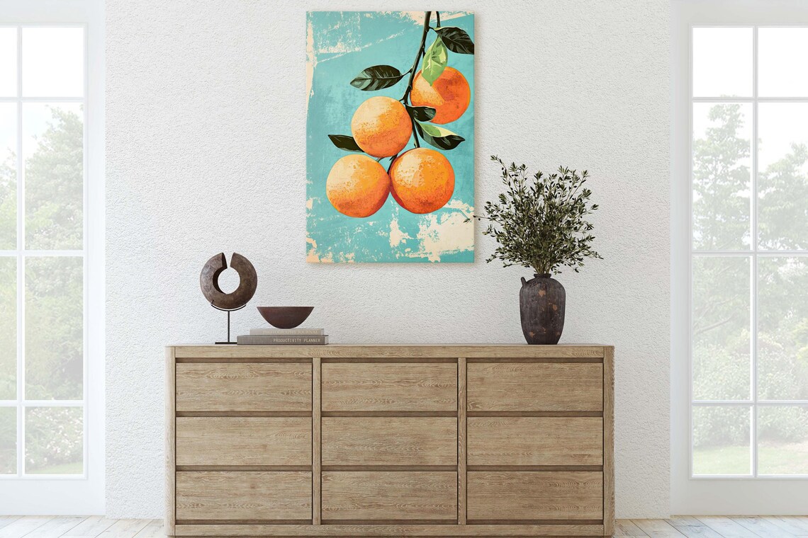 Vintage Oranges Still Life, Retro Food Art Print - Image 3