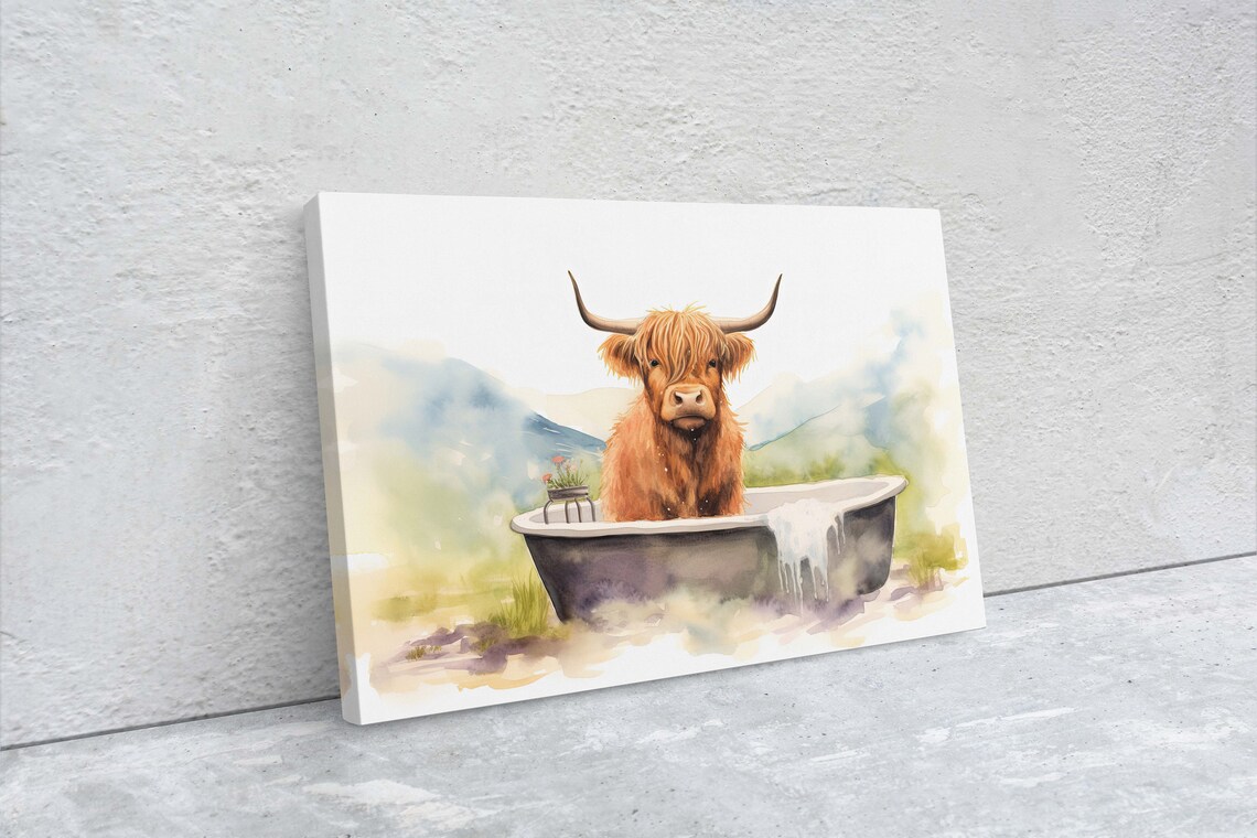 Highland Cow Bathroom Decor, Farm Style Art Print - Image 2