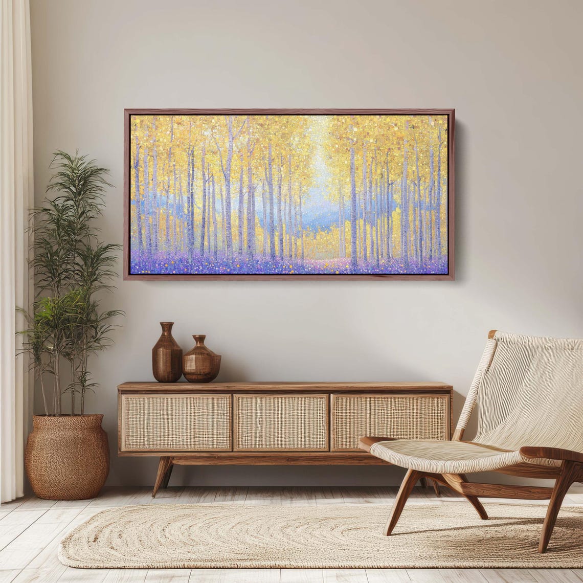 Pointillism Fall Aspens, Autumn Forest - Image 3