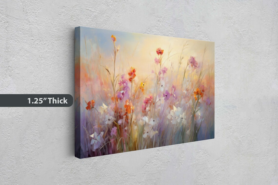 Dreamy Wildflower Field Soft Pastel Morning Light Floral Art Print - Image 3
