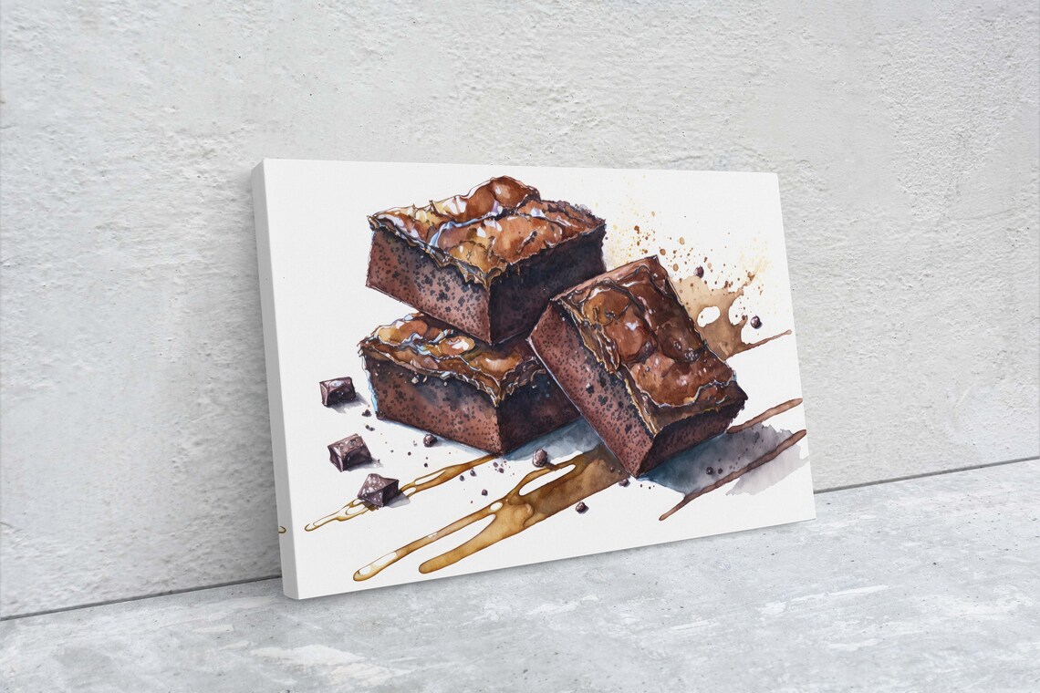 Brownie Watercolor Chocolate Art Print for Kitchen - Image 2