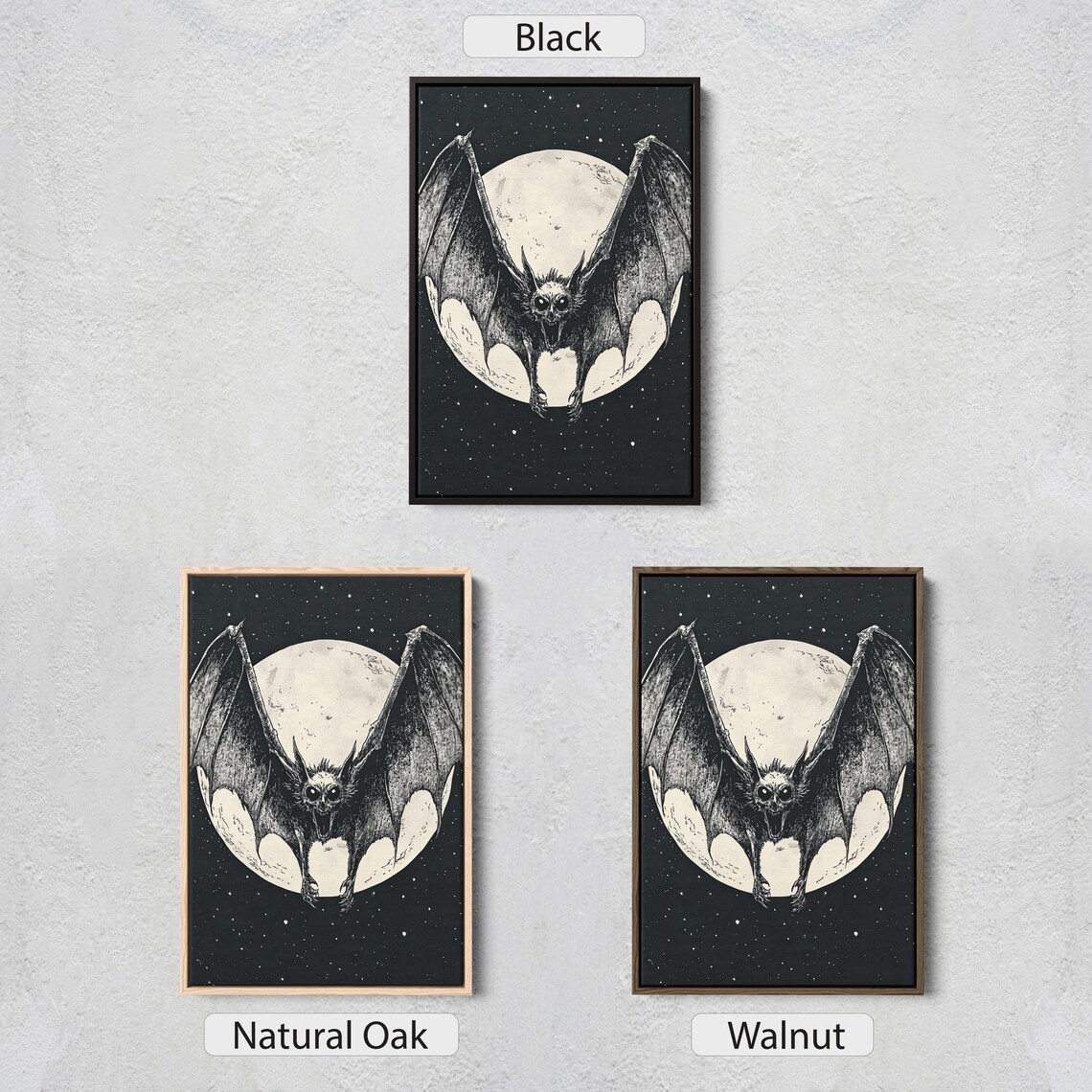 Vampire Bat Creepy Decor, Dark Academia Art Print - Image 2