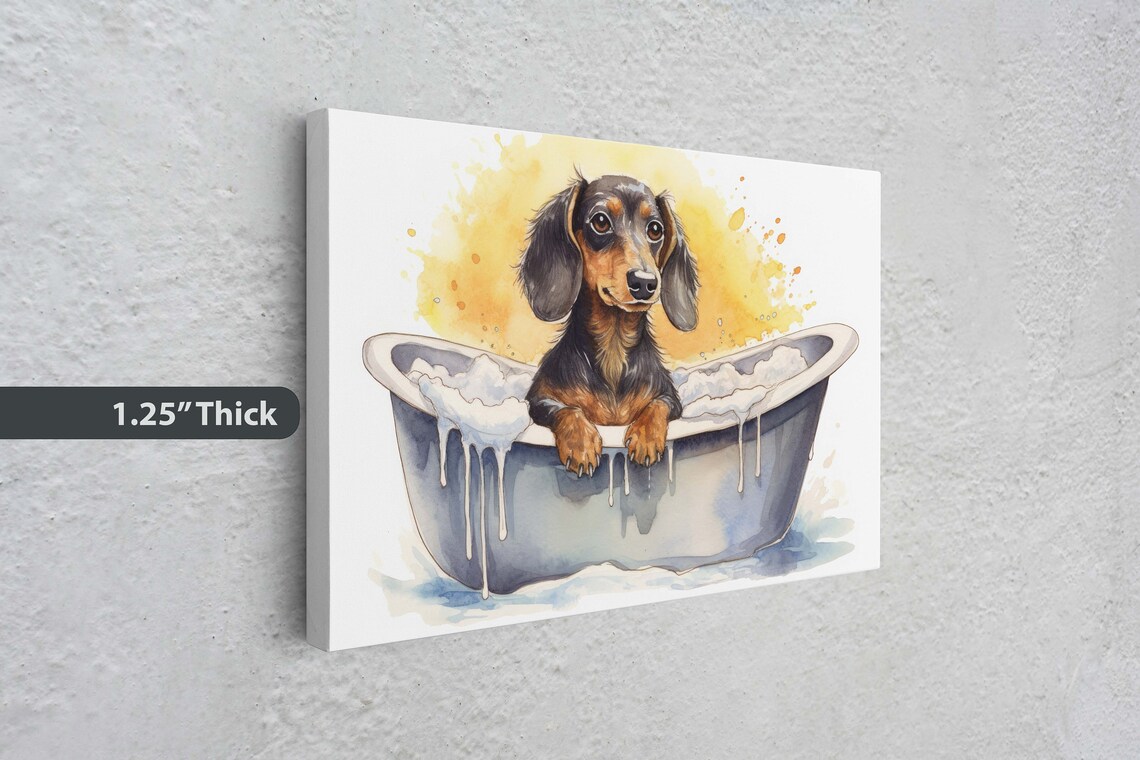 Dachshund Bath Time Bathroom Decor Poster Print - Image 3