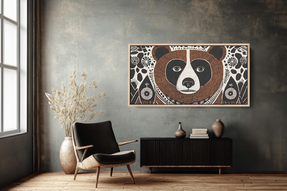 Bear Folk Art Scandinavian Poster Print - Image 3