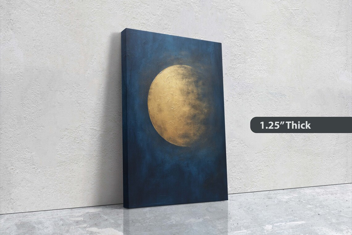 Gold Moon on Indigo Moon, Celestial Art Print - Image 3