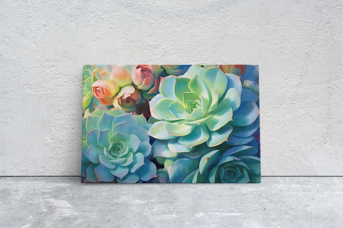 Succulent Cactus Botanical Painting, Flower Decor Art Print