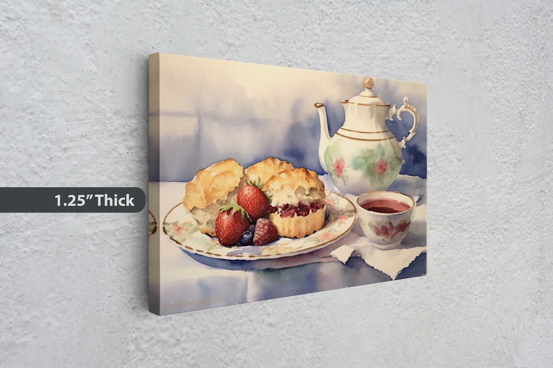 Tea And Scones Watercolor Kitchen Dining Room Art Print - Image 3
