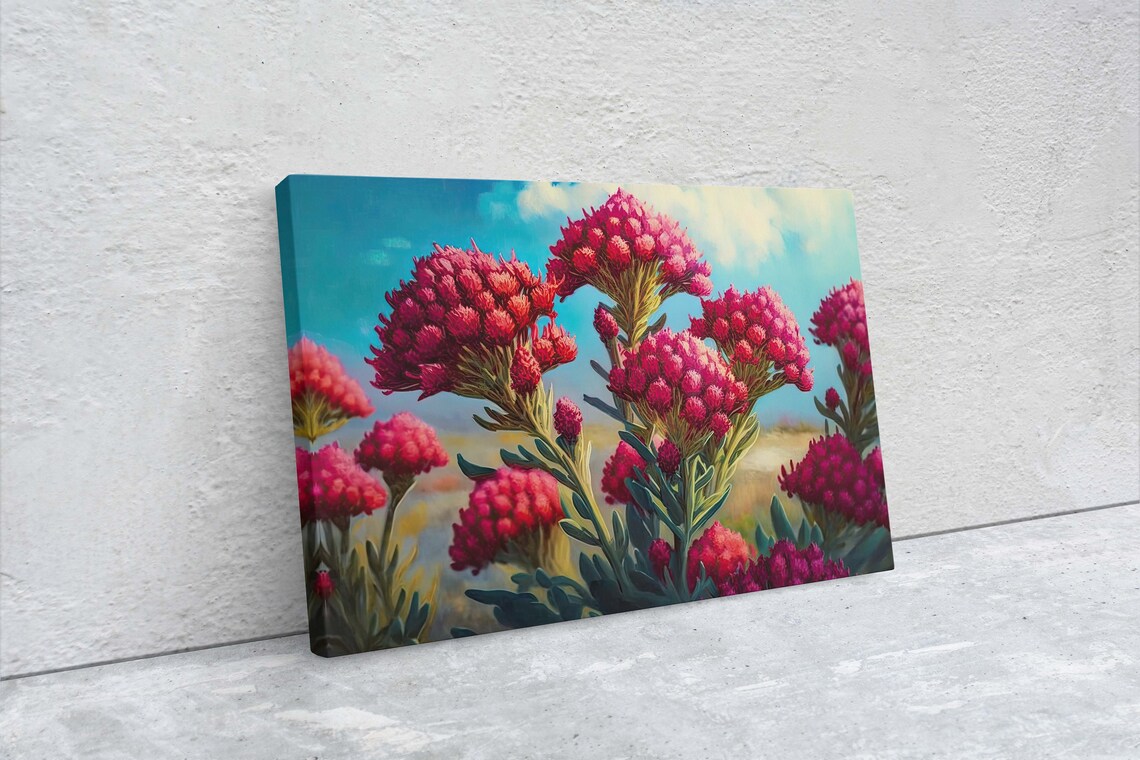 Cockscomb Celosia Wildflowers Landscape Art Print - Image 2