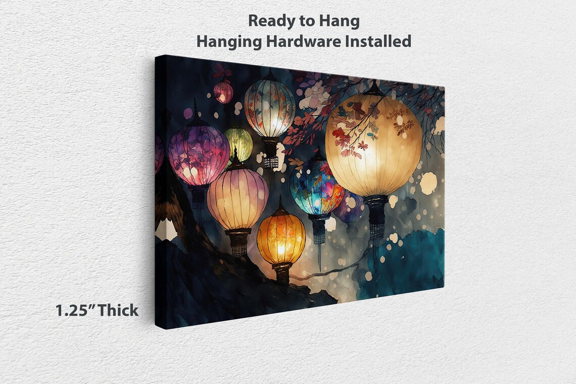 Paper Lantern Festival Watercolor Art Print, Chinese - Image 3