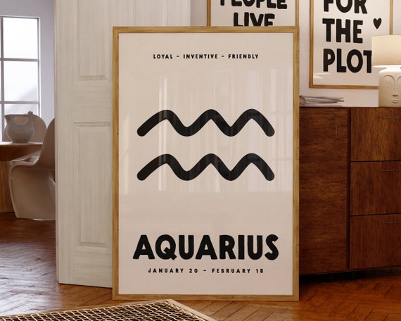Aquarius Zodiac Print Astrology Star Sign Poster Aquarius Zodiac Star Sign Gifts Horoscope Wall Art Trendy