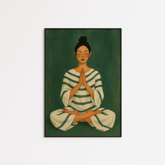 Grounded In Grace Calm Meditation Wall Art Feminine Zen Poster Green