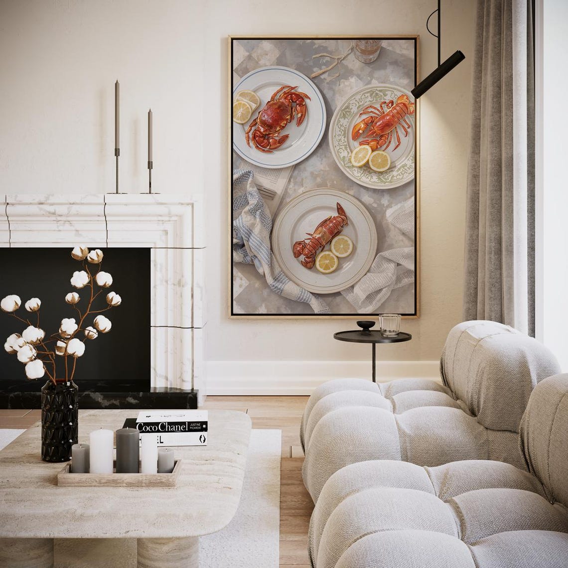 Elegant Seafood Platter Photography Wall Art with Crab and Lobster