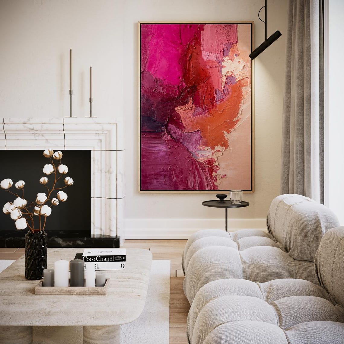 Hot Pink And Red Impasto Abstract Bold Modern Glam Art Poster