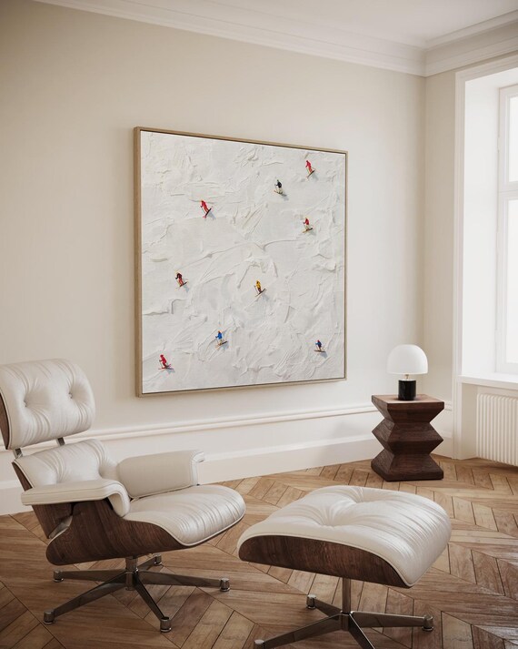 Colorful Skiers On Textured Surfaces Artwork Wall Art