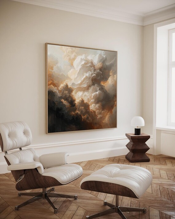 Dramatic Dark Storm Clouds with Golden Light Abstract Art Poster