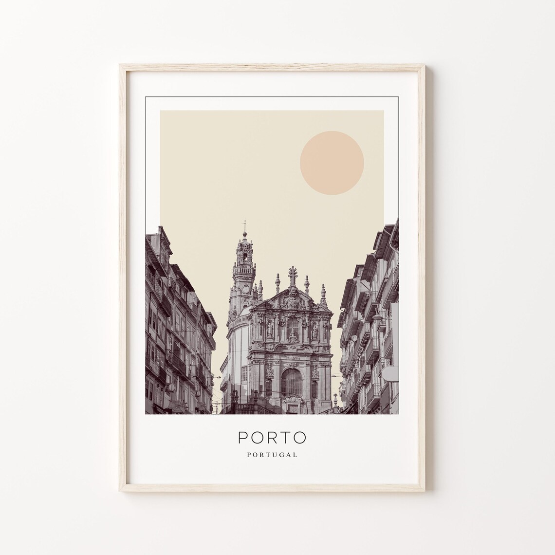 Porto Portugal Baroque Church Old Town Minimalist Travel Poster